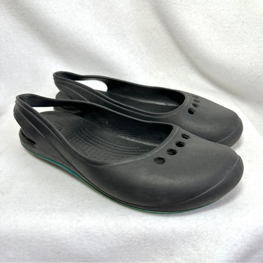 Crocs Tone Skylar Flats Women's 9 Black Slip On Slingback Comfort Casual Shoes